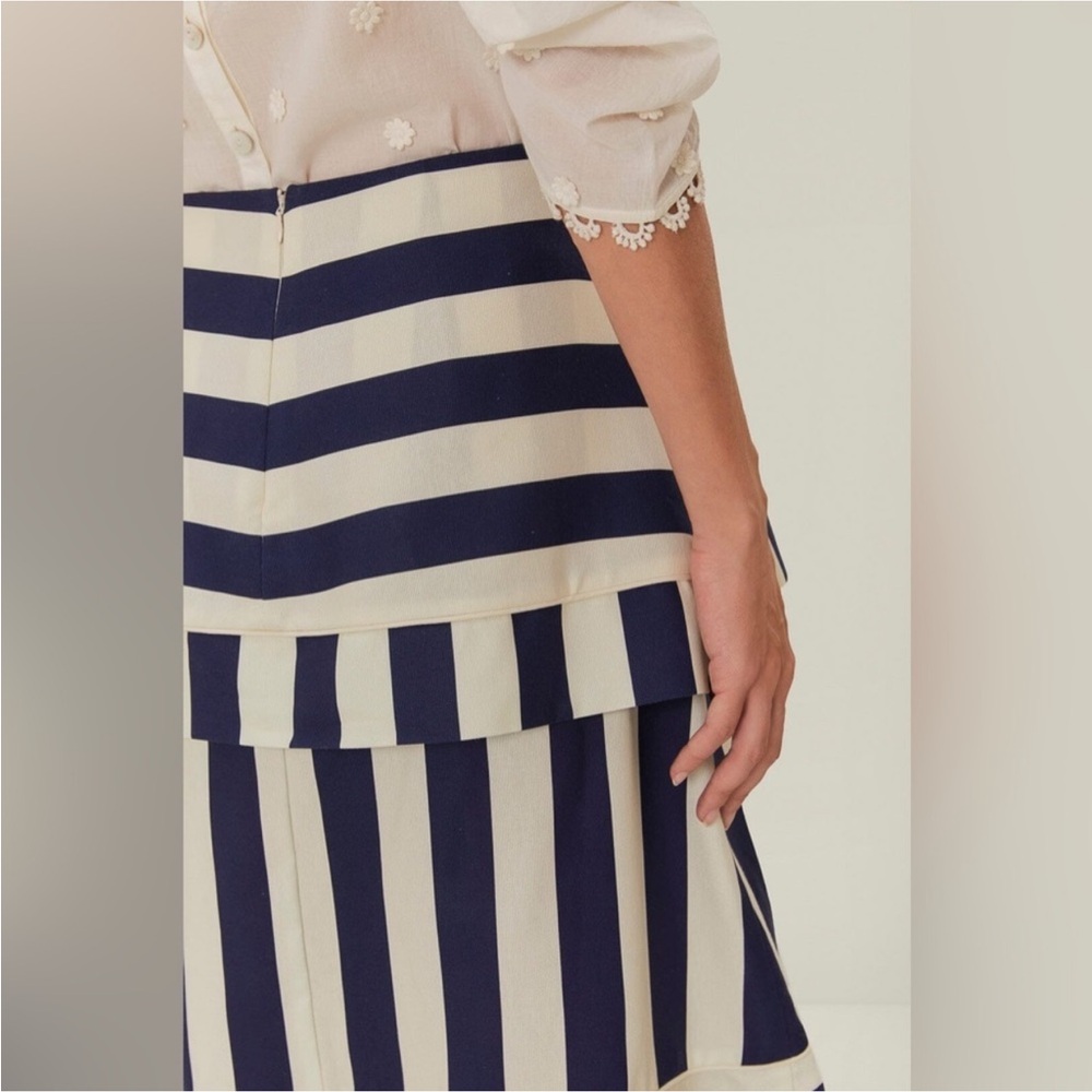 Farm Rio: Blue Mixed Stripes Midi Skirt - Picture 11 of 12